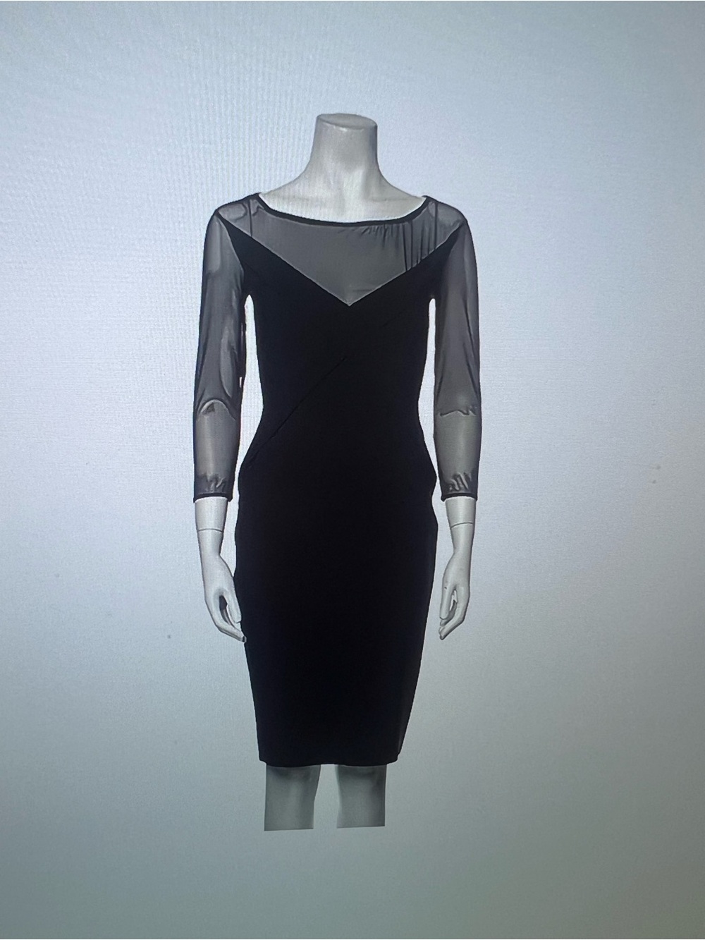 Chiara Boni Black Sheer-Sleeve Midi Dress